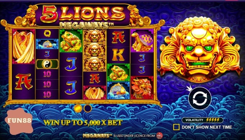 Cách đặt cược 5 Chú Sư Tử Megaways Fun88