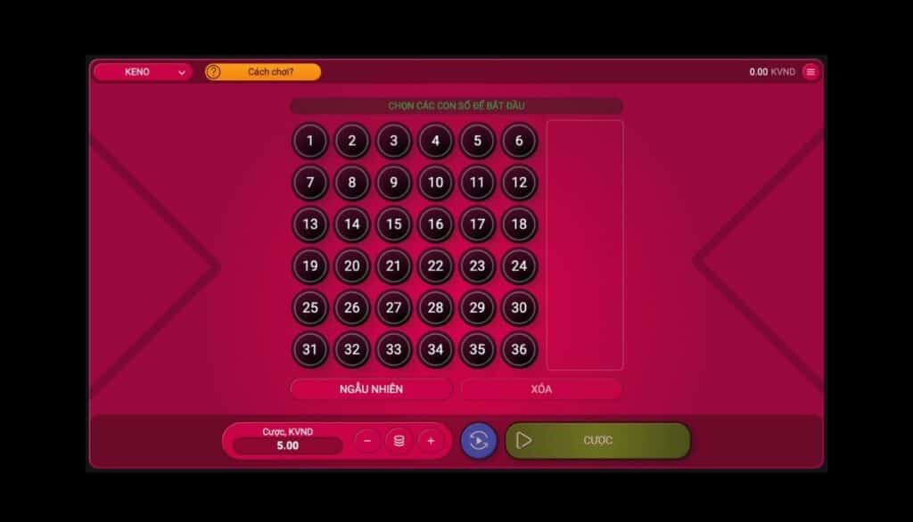 Cách đặt cược game Keno Fun88