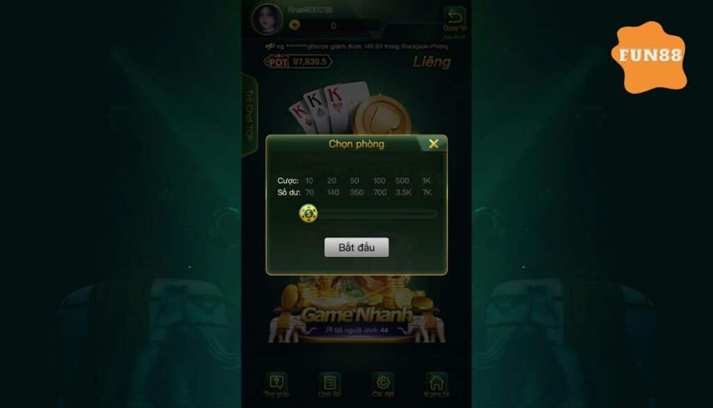 Chơi cá cược Liêng Fun88