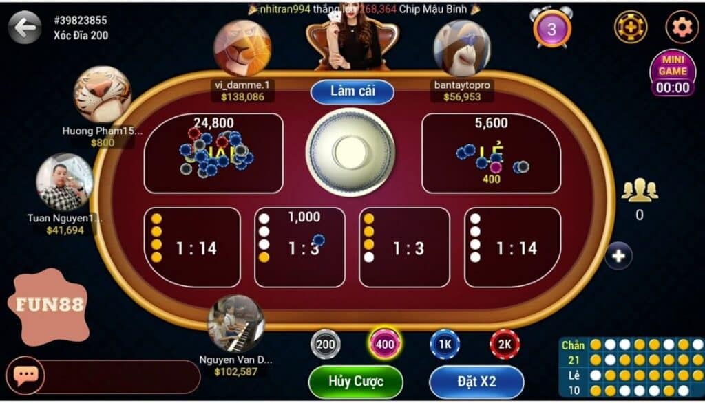 Chơi xóc đĩa tại Fun88