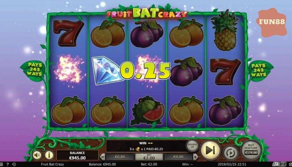 Cách chơi Fruitbat Crazy Fun88