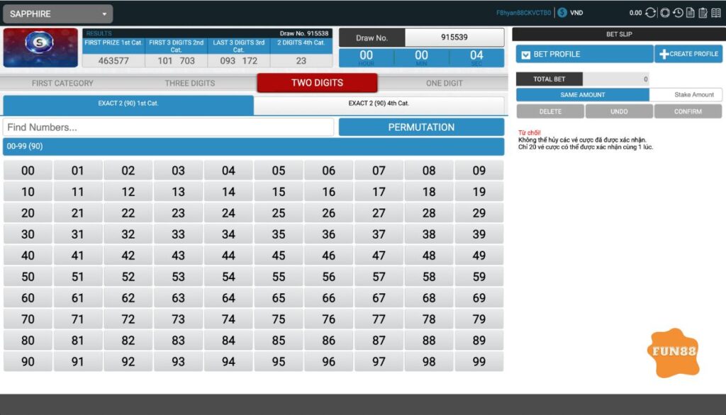 Cá cược Lotto Fun88