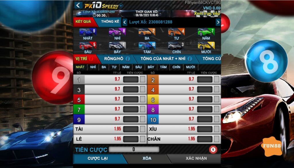 Chơi PK10 tại Fun88