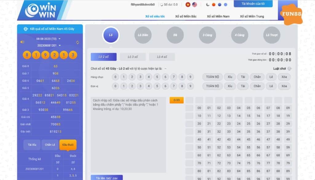 Chơi Xổ số Siêu tốc Fun88
